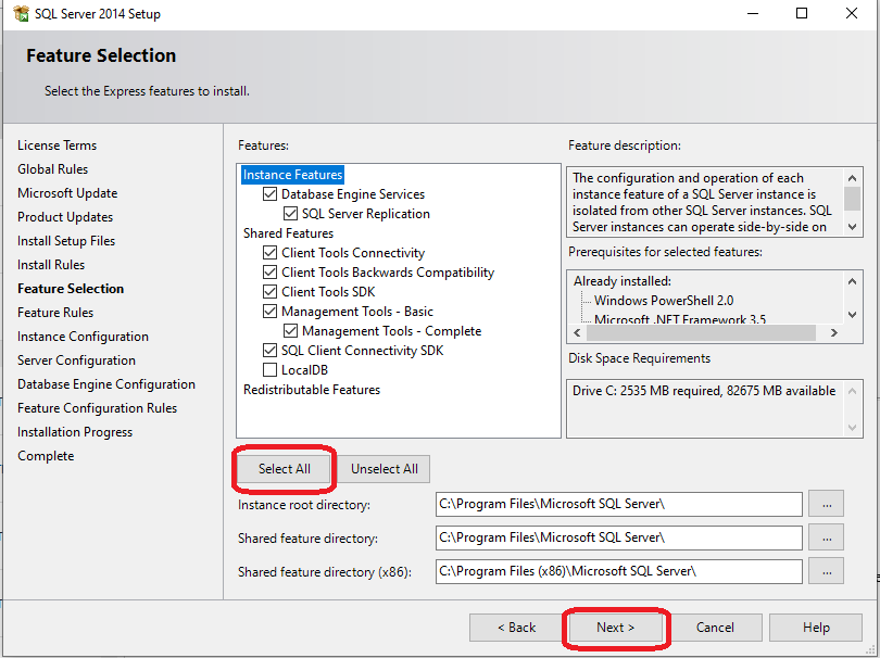 sql server express windows 7