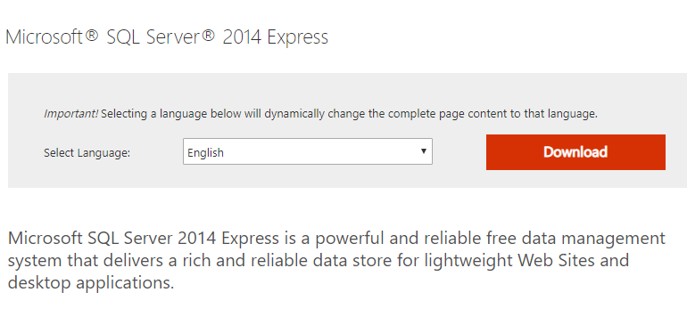 free version of sql server 2014 download express