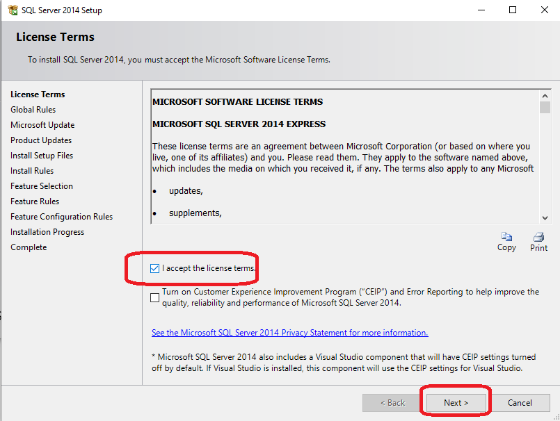 cannot install microsoft sql server express windows 7